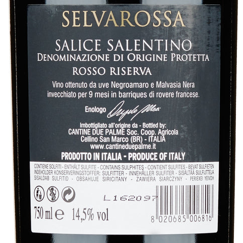 Salice Salentino Rosso Riserva DOP "Selvarossa" 2021 - Due Palme
