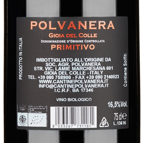 Gioia del Colle Primitivo DOC "17" 2021 - Polvanera